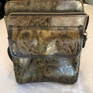 Relic embossed leather crossbody bag